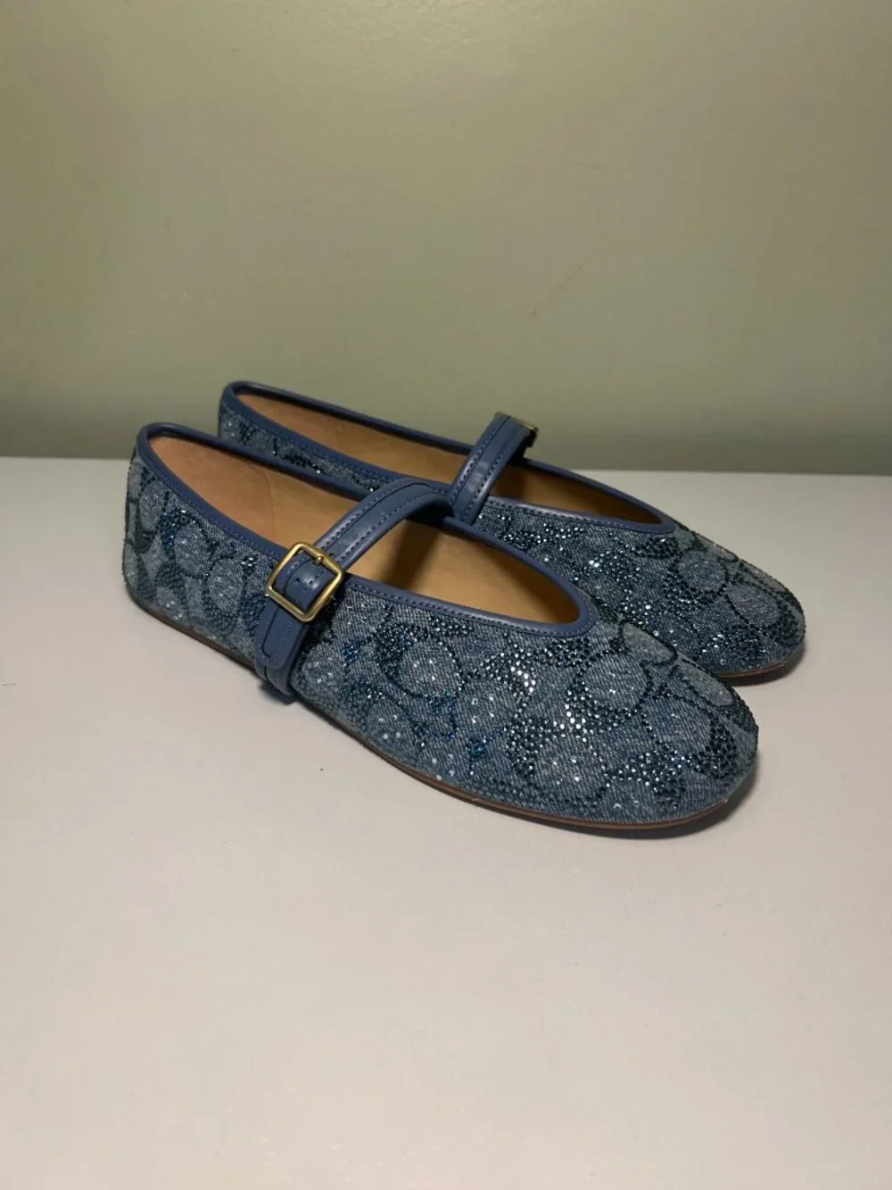 Coach Women's Mary Jane In Crystal Signature Denim